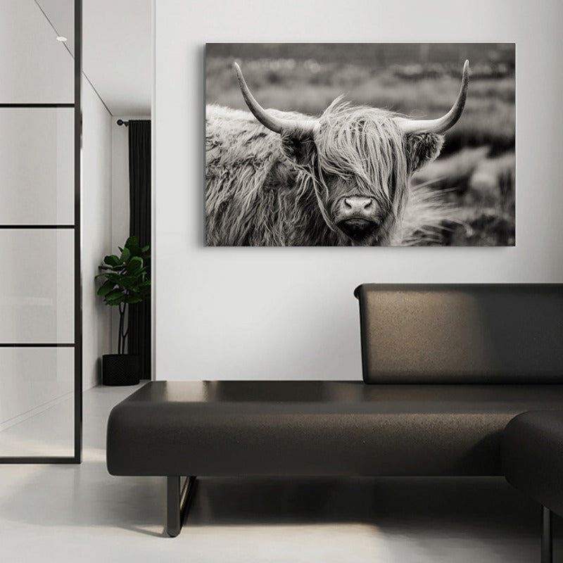 Scottish Highland Catt Cow Yak Animal Poster Wall Art - Canvas Wall Art Painting | Bowlift