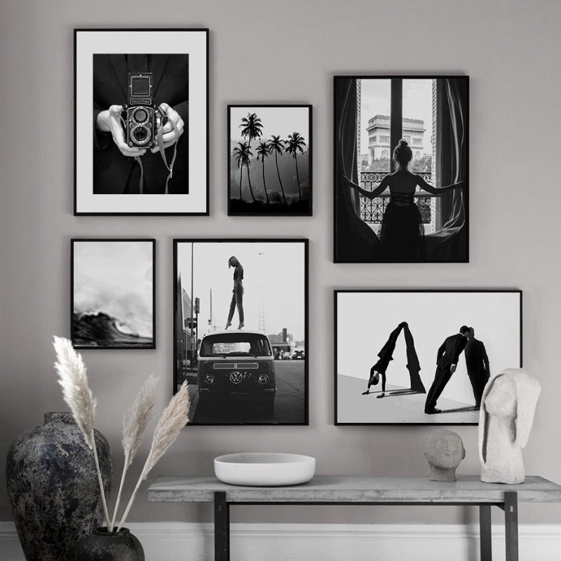 Abstract Scandinavia Black White Wall Art Pictures - Canvas Wall Art Painting | Bowlift