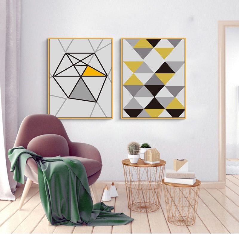 WHY WHY & TRIANGLES - Canvas Wall Art Painting | Bowlift