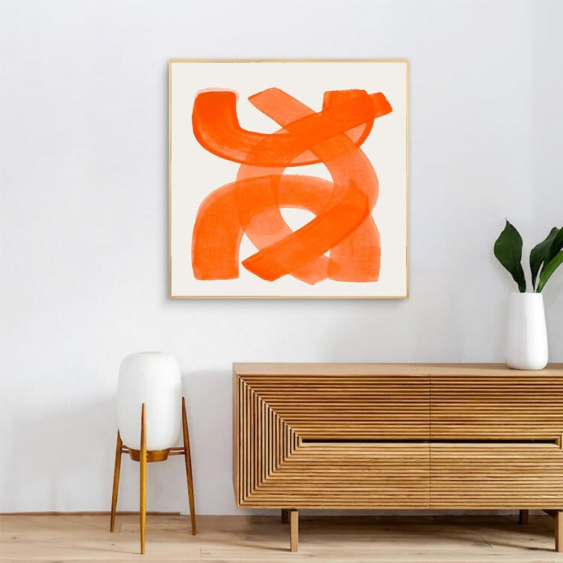 Orange Brush Strokes Duet - Canvas Wall Art Painting | Bowlift