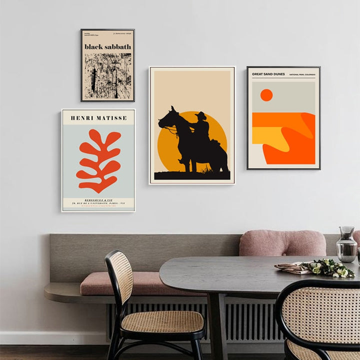 Vintage Abstract Canvas Painting Geometric Wall Art | Bowlift