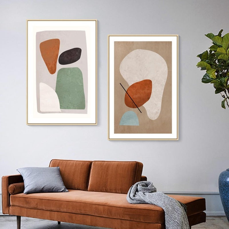 Modern Burnt Orange Abstract Geometric - Canvas Wall Art Painting | Bowlift