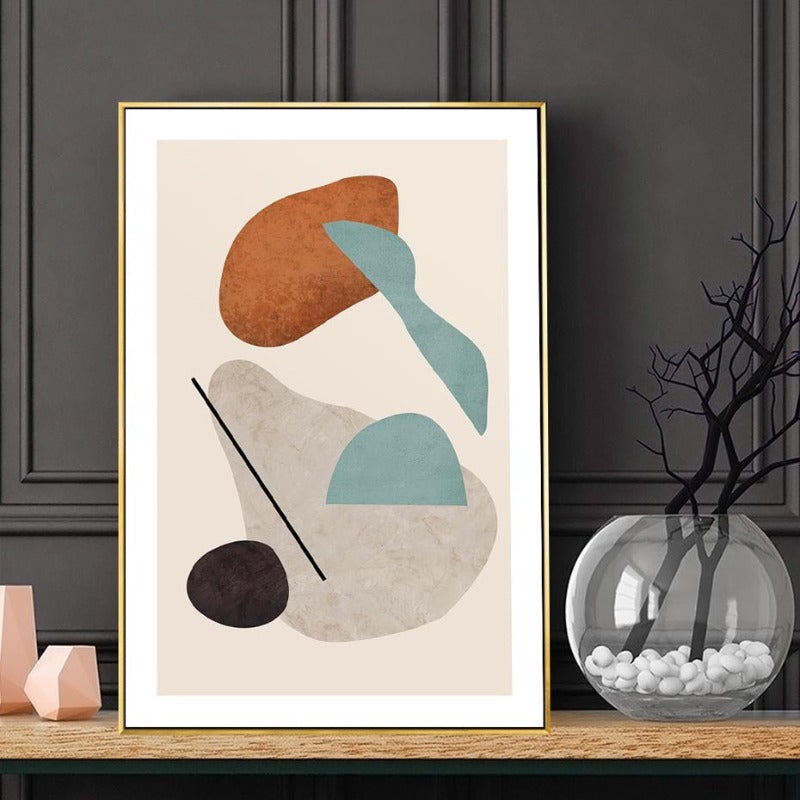 Modern Burnt Orange Abstract Geometric - Canvas Wall Art Painting | Bowlift