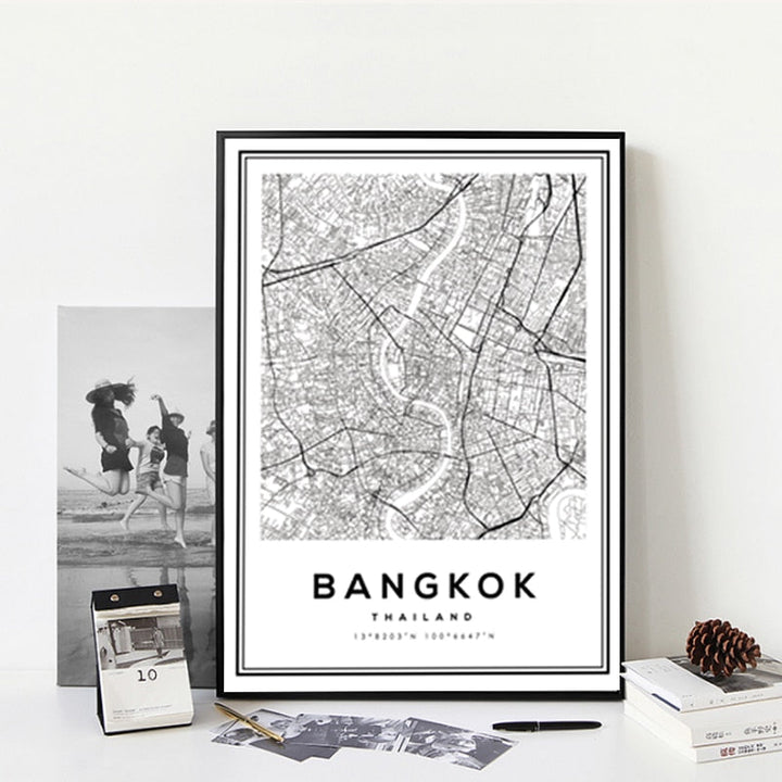 Black and White Bangkok City - Canvas Wall Art Painting | Bowlift