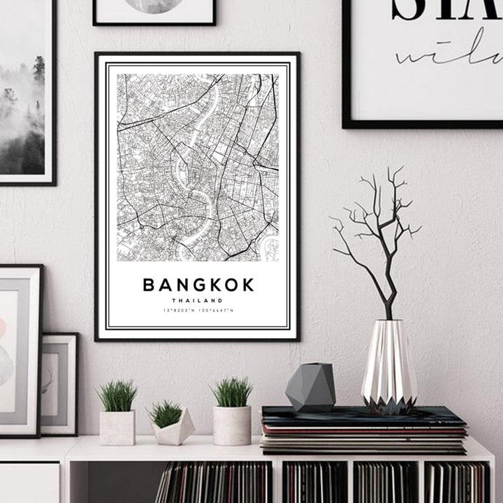 Black and White Bangkok City - Canvas Wall Art Painting | Bowlift