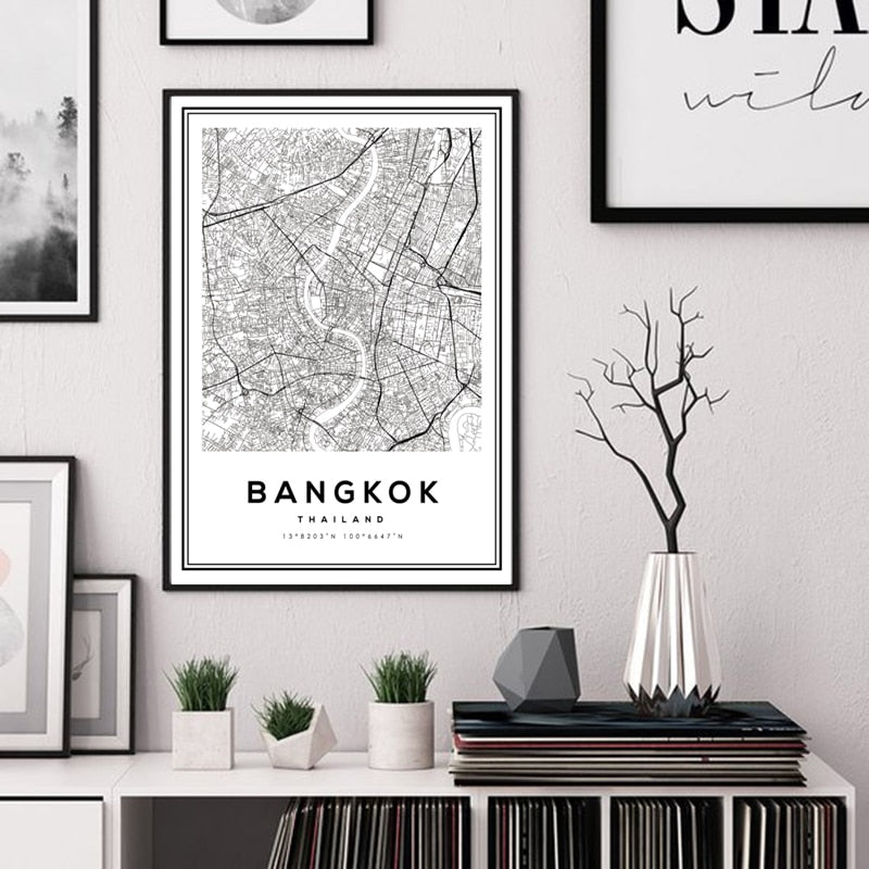 Black and White Bangkok City - Canvas Wall Art Painting | Bowlift