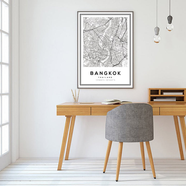 Black and White Bangkok City - Canvas Wall Art Painting | Bowlift