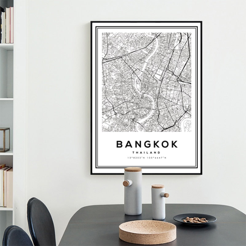 Black and White Bangkok City - Canvas Wall Art Painting | Bowlift
