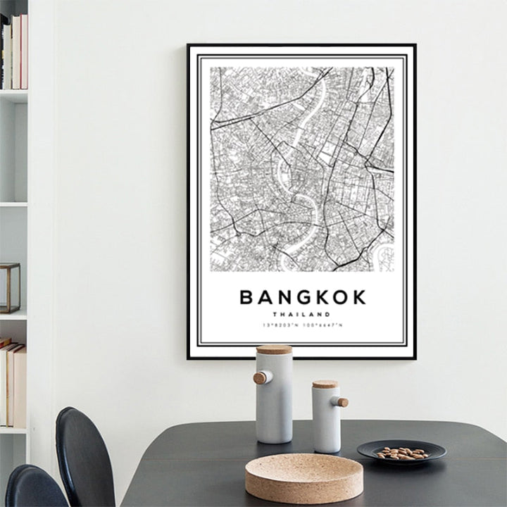 Black and White Bangkok City - Canvas Wall Art Painting | Bowlift