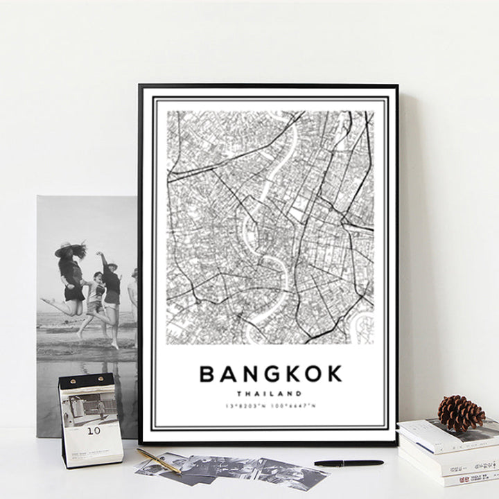 Black and White Bangkok City - Canvas Wall Art Painting | Bowlift