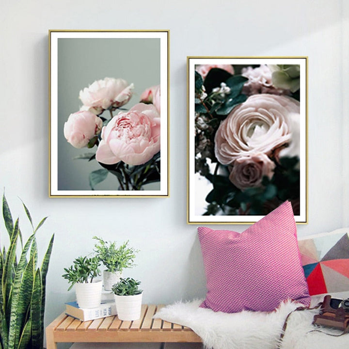 Modern Peonies Floral Canvas Painting Gallery Flower - Canvas Wall Art Painting | Bowlift