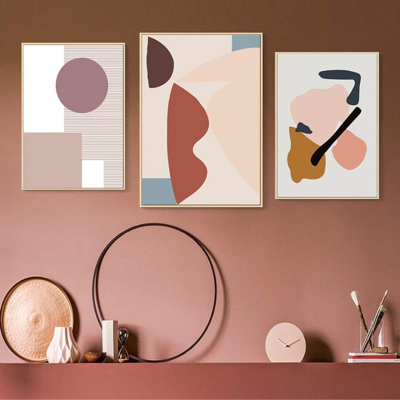 Abstract Warm Geometric Designs - Canvas Wall Art Painting | Bowlift
