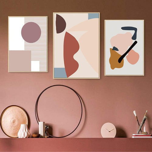 Abstract Warm Geometric Designs - Canvas Wall Art Painting | Bowlift