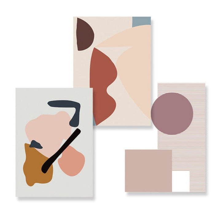 Abstract Warm Geometric Designs - Canvas Wall Art Painting | Bowlift