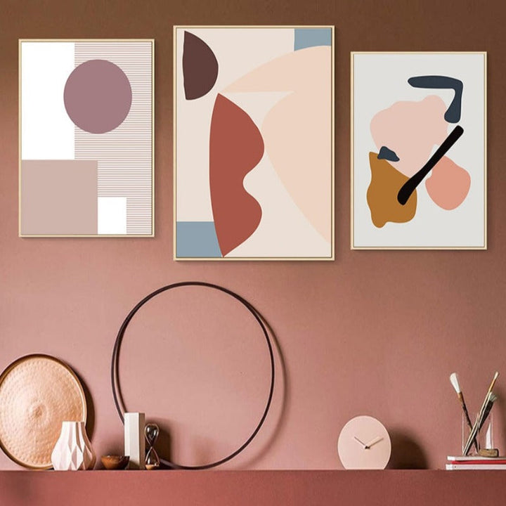 Abstract Warm Geometric Designs - Canvas Wall Art Painting | Bowlift