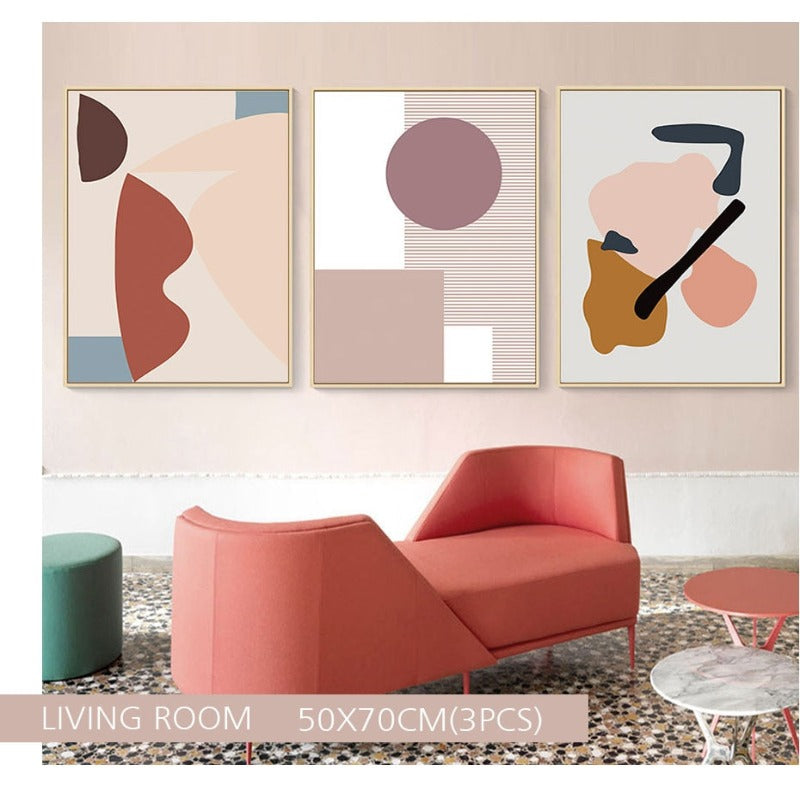 Abstract Warm Geometric Designs - Canvas Wall Art Painting | Bowlift
