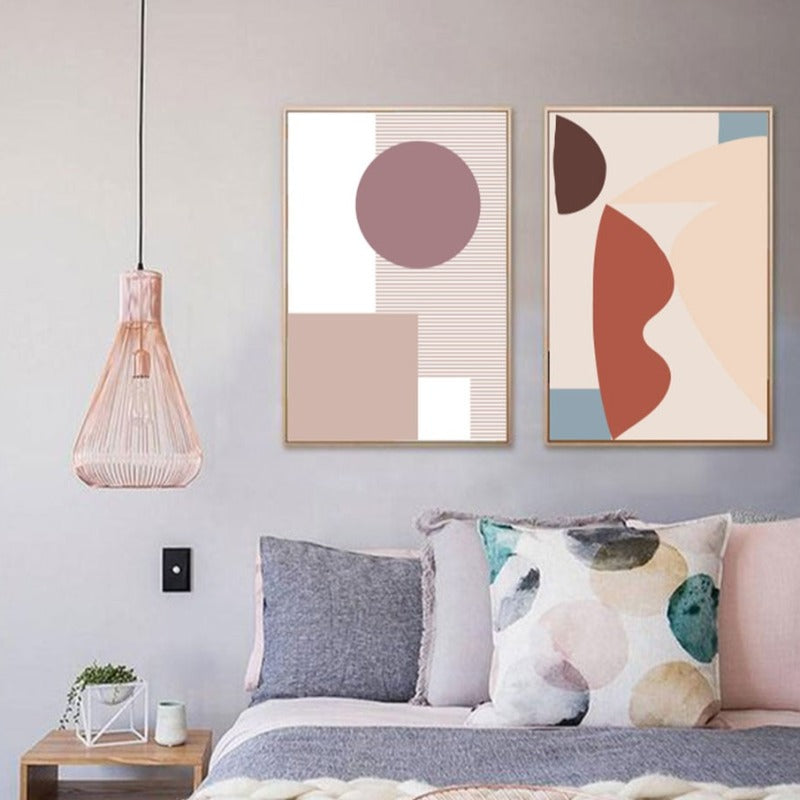 Abstract Warm Geometric Designs - Canvas Wall Art Painting | Bowlift