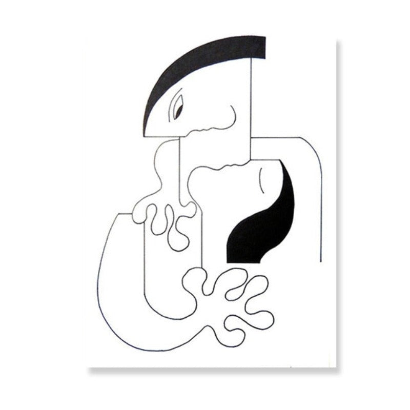Minimalist Abstract Black White Couple Figure - Canvas Wall Art Painting | Bowlift