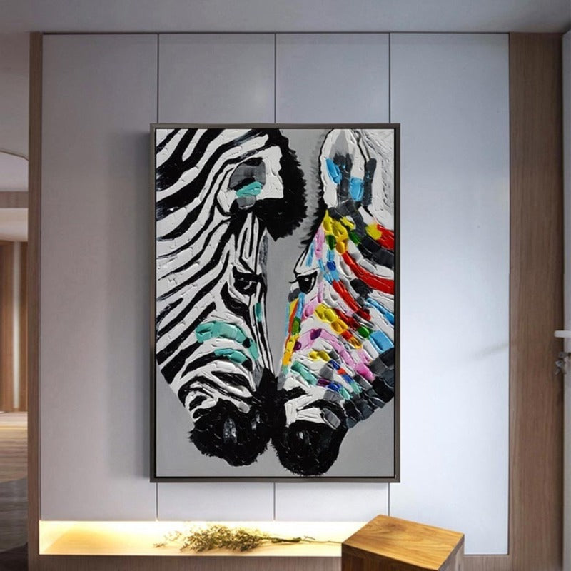 Modern Colorful Zebra Animals - Canvas Wall Art Painting | Bowlift