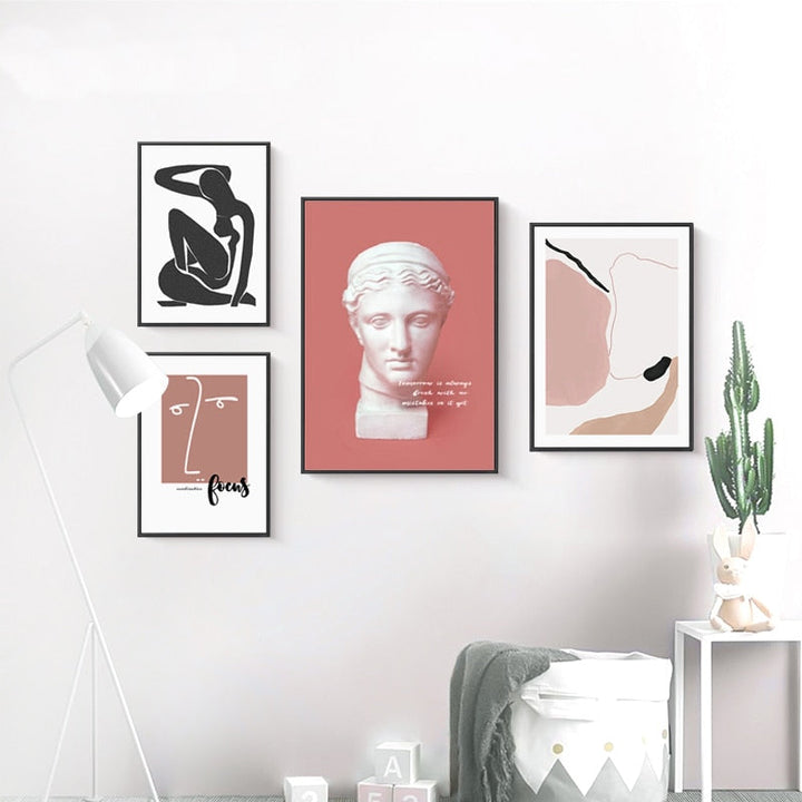 Nordic Abstract Line Character - Canvas Wall Art Painting | Bowlift