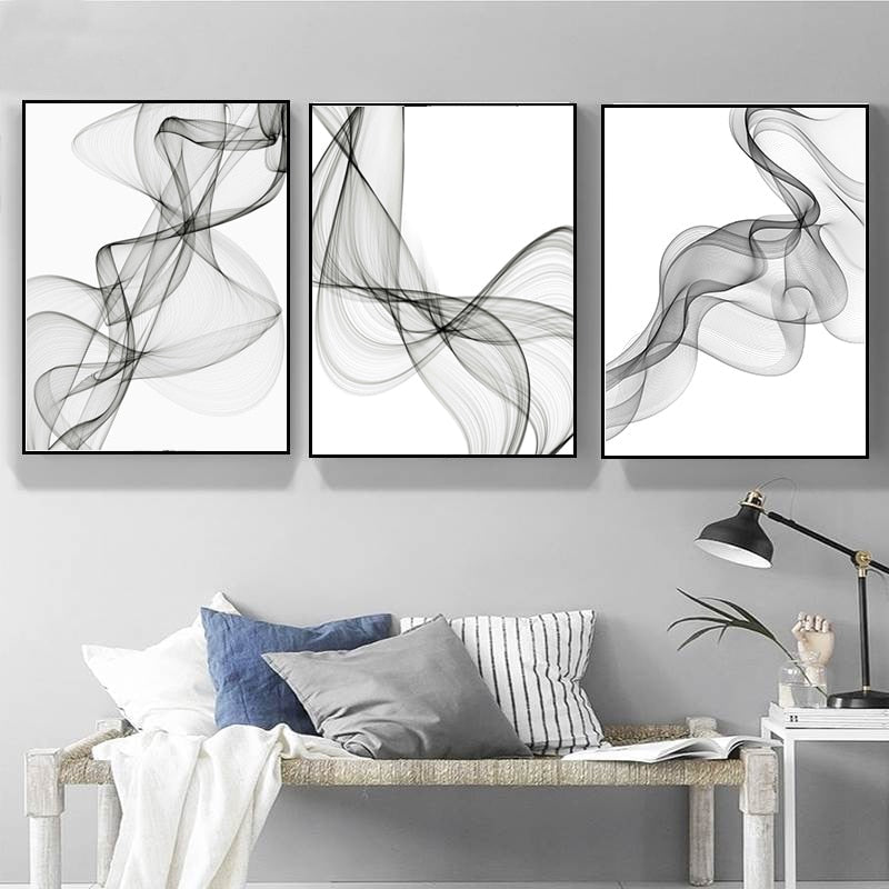 Abstract Wavy Lines Pattern - Canvas Wall Art Painting | Bowlift