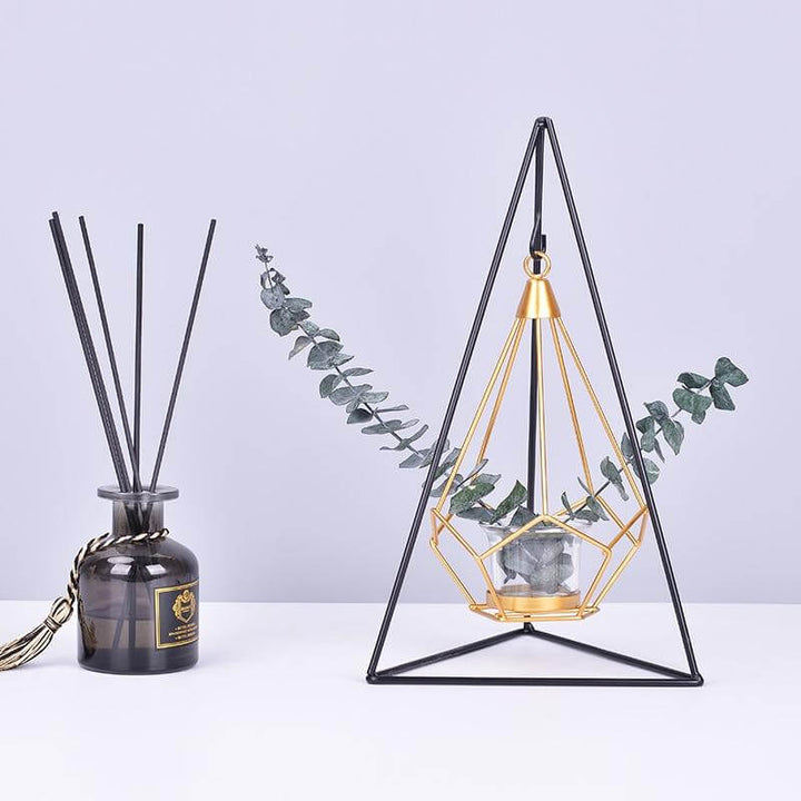 Nordic Gold Geometric Metal Candle Holder | Bowlift