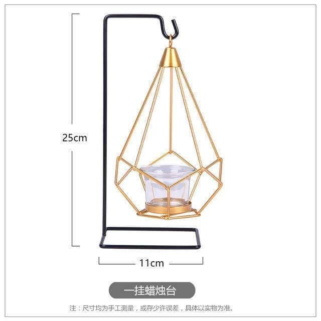 Nordic Gold Geometric Metal Candle Holder | Bowlift