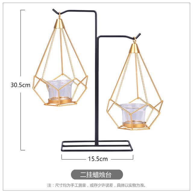 Nordic Gold Geometric Metal Candle Holder | Bowlift