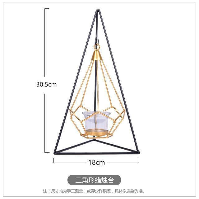 Nordic Gold Geometric Metal Candle Holder | Bowlift