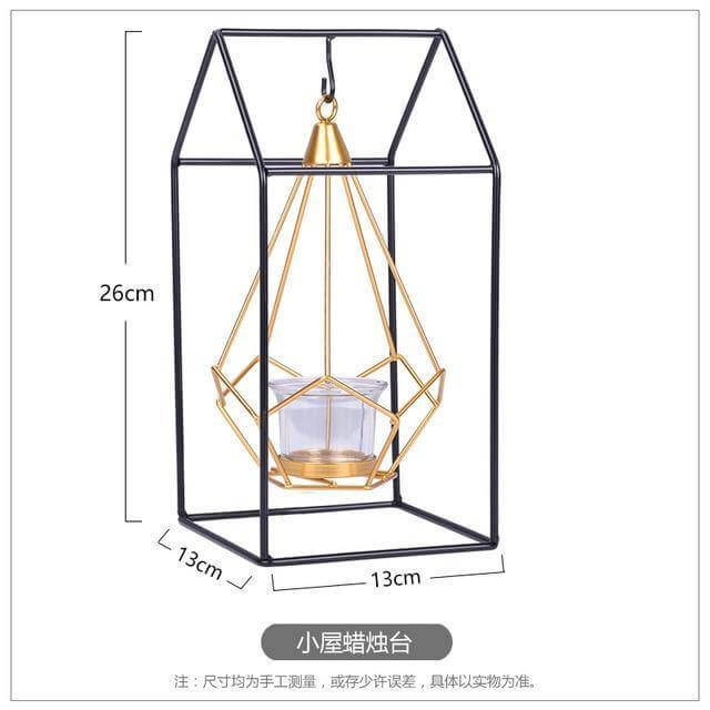 Nordic Gold Geometric Metal Candle Holder | Bowlift