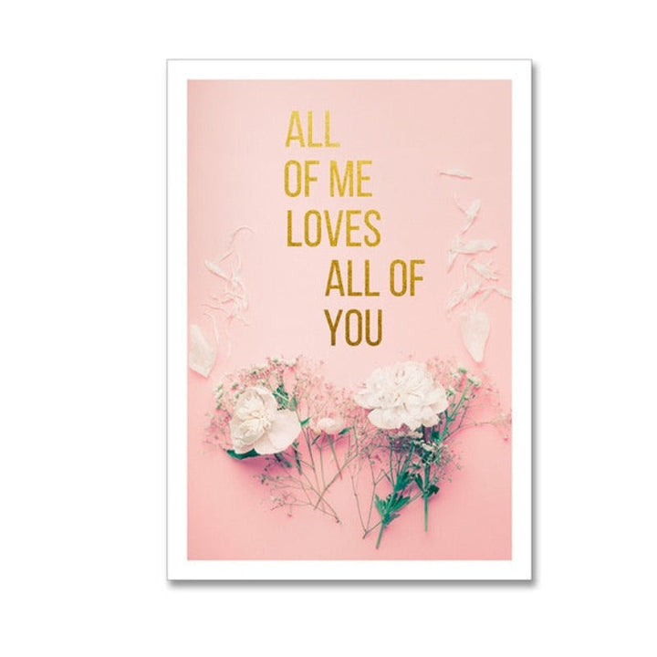 Modern Pink Fashion Love Live Laugh Rose - Canvas Wall Art Painting | Bowlift