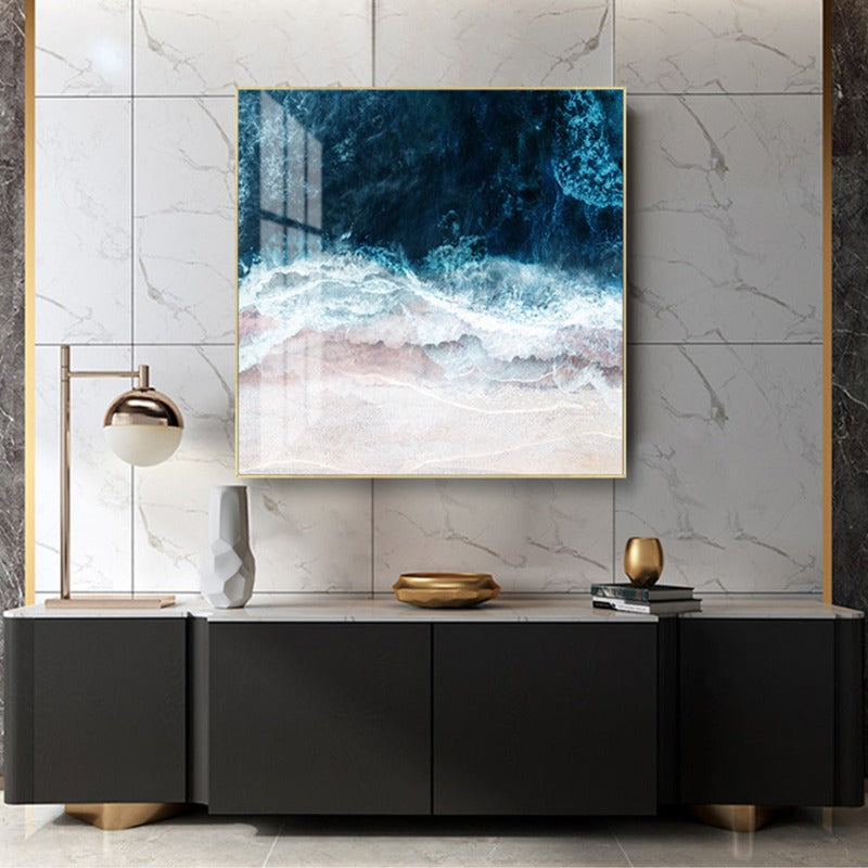 Blue Sea Wave Scene Inspiring - Canvas Wall Art Painting | Bowlift