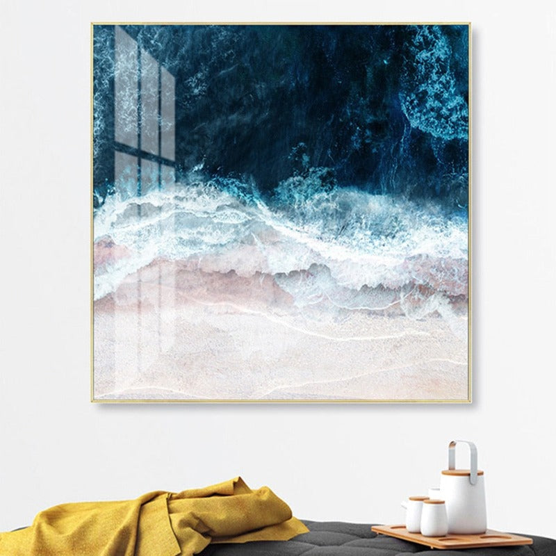 Blue Sea Wave Scene Inspiring - Canvas Wall Art Painting | Bowlift