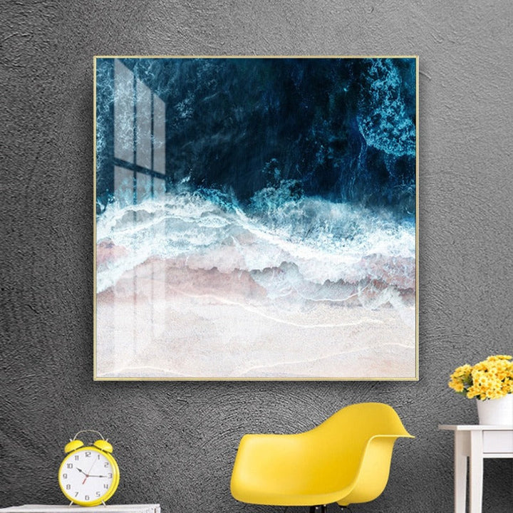 Blue Sea Wave Scene Inspiring - Canvas Wall Art Painting | Bowlift
