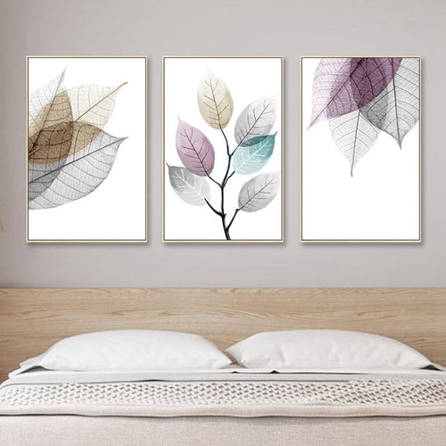 Scandinavian Abstract Transparent Leaves - Canvas Wall Art Painting | Bowlift