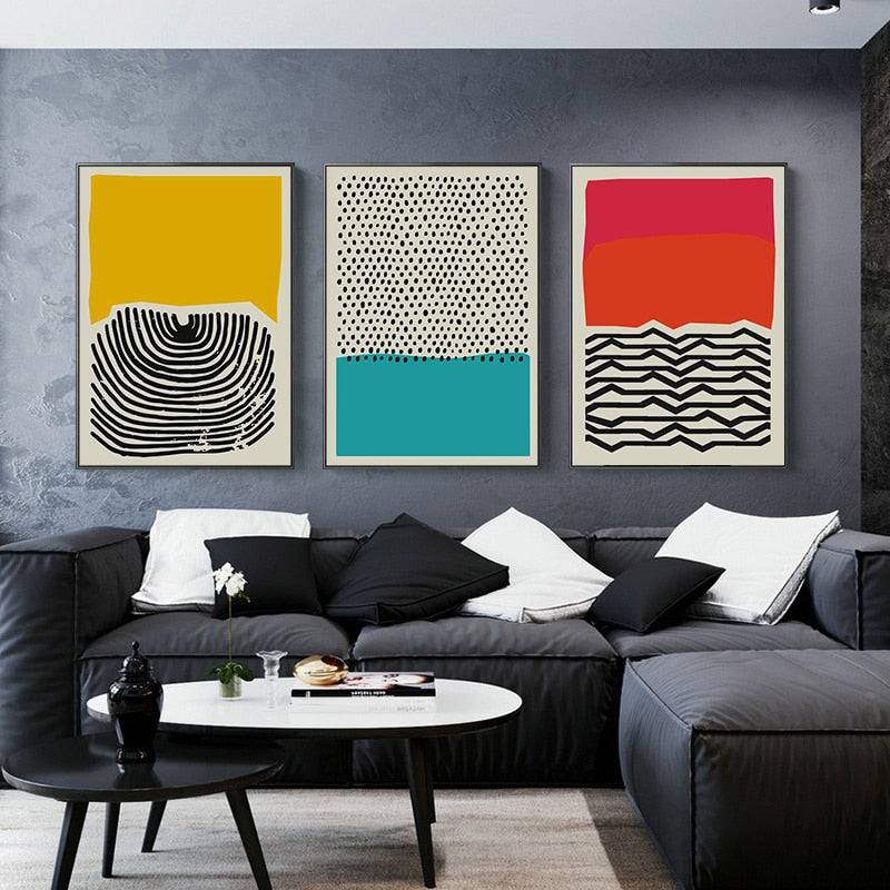 Multicolored Abstract Geometric Wall Art  - Canvas Wall Art Painting | Bowlift
