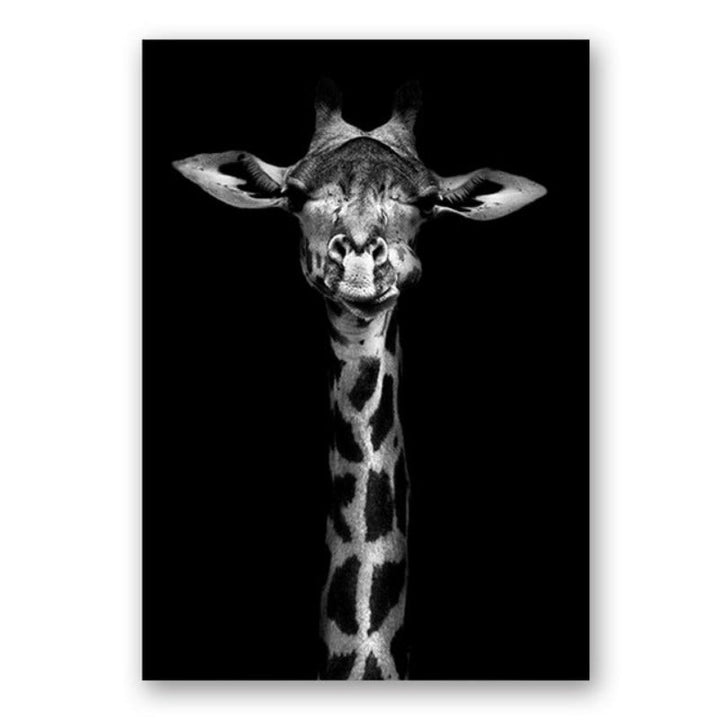 Nature Wildlife Africa Wild Animals Black White  - Canvas Wall Art Painting | Bowlift