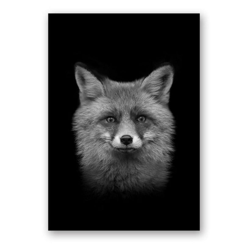 Nature Wildlife Africa Wild Animals Black White  - Canvas Wall Art Painting | Bowlift
