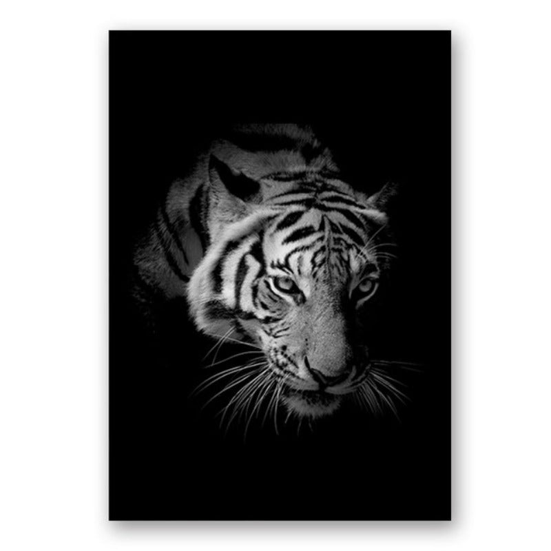 Nature Wildlife Africa Wild Animals Black White  - Canvas Wall Art Painting | Bowlift