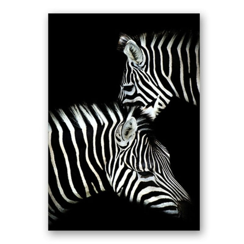 Nature Wildlife Africa Wild Animals Black White  - Canvas Wall Art Painting | Bowlift