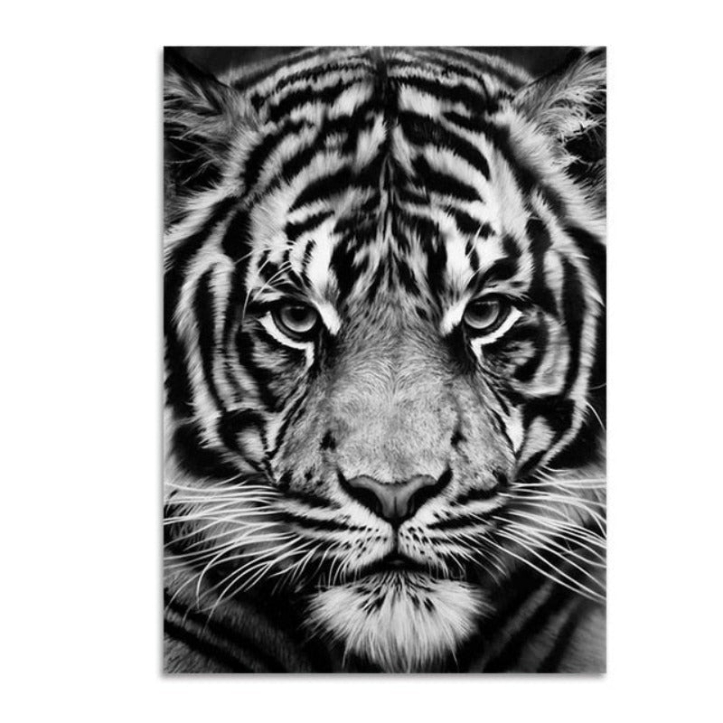 Nature Wildlife Africa Wild Animals Black White  - Canvas Wall Art Painting | Bowlift