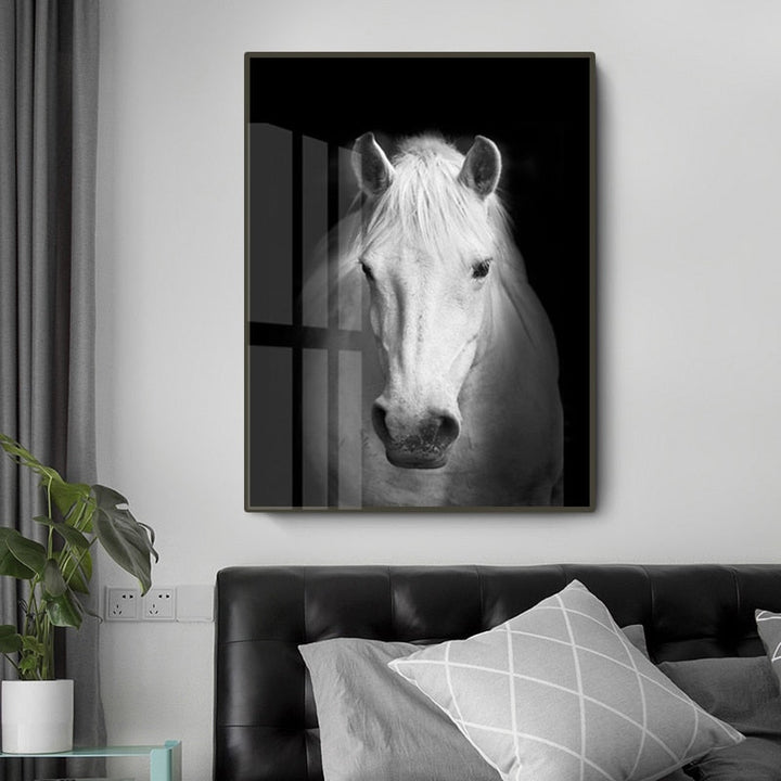 Nature Wildlife Africa Wild Animals Black White  - Canvas Wall Art Painting | Bowlift
