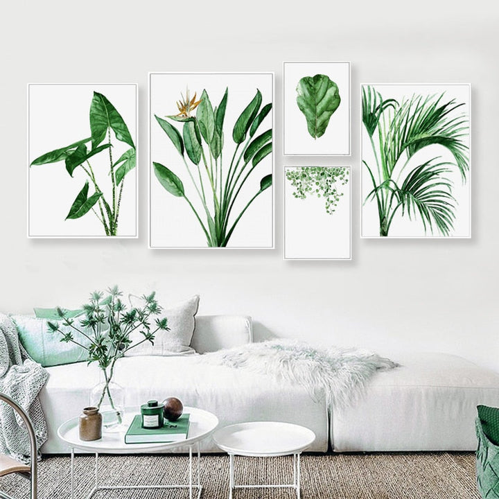 Modern Scandinavian Alocasia Leaves - Canvas Wall Art Painting | Bowlift