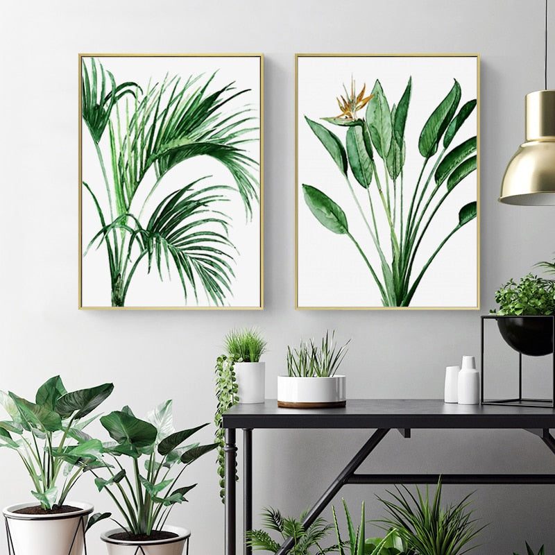 Modern Scandinavian Alocasia Leaves - Canvas Wall Art Painting | Bowlift