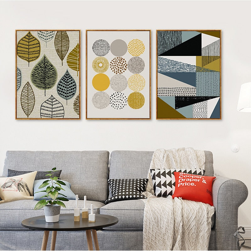 Scandinavian Leaves - Canvas Wall Art Painting | Bowlift