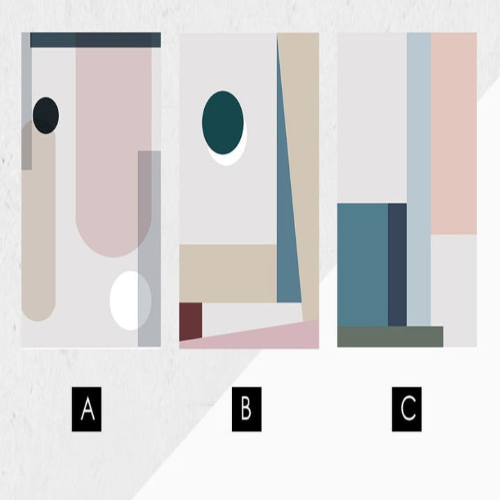 Minimalist Abstract Geometric Pink Blue - Canvas Wall Art Painting | Bowlift