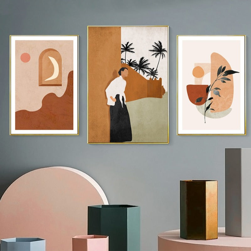 Abstract Still Life Beige Plants - Canvas Wall Art Painting | Bowlift