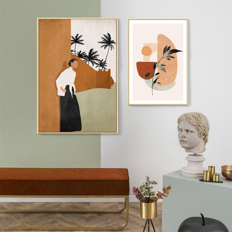 Abstract Still Life Beige Plants - Canvas Wall Art Painting | Bowlift