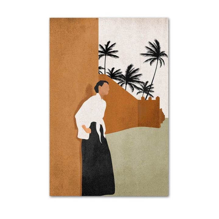 Abstract Still Life Beige Plants - Canvas Wall Art Painting | Bowlift