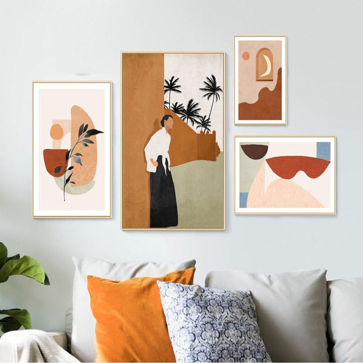 Abstract Still Life Beige Plants - Canvas Wall Art Painting | Bowlift